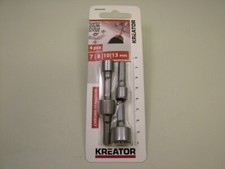 Set of 4 nut runners socket driver tek screw 7,8,10&13mm hex heads 1/4 hex shank