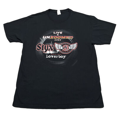 Styx Band T-Shirt Mens Large REO Speedwagon Loverboy USA Tour Classic Rock Black