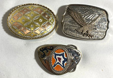 3 Belt Buckles Silver Western and Eagle and Tri Color Very Good