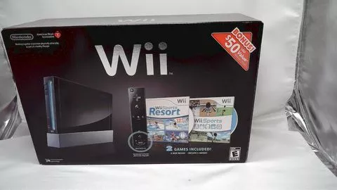 Nintendo wii console black with 2024 wii sports and wii sports resort