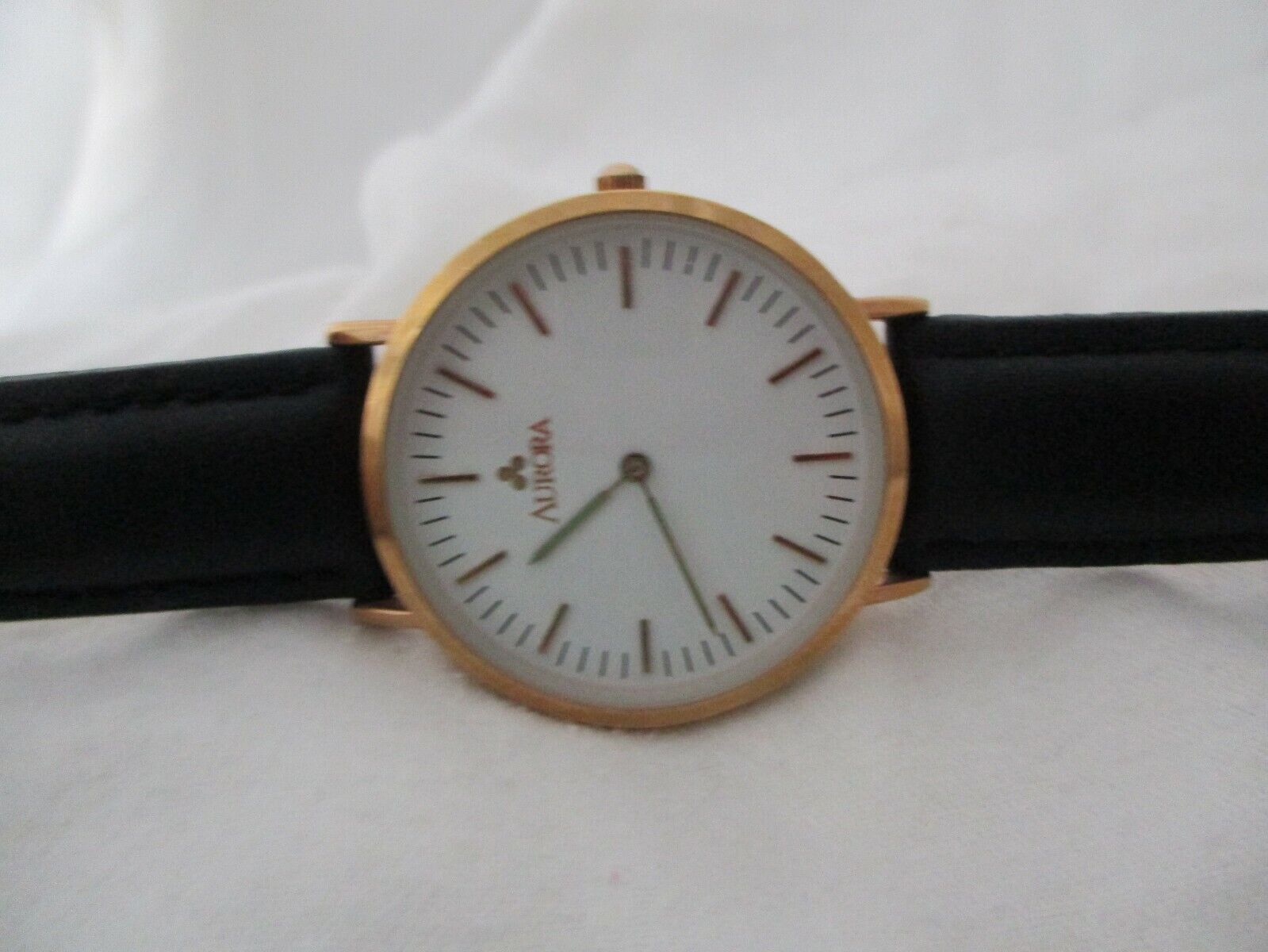 Aurora Black & Gold Toned Wristwatch w/ Adjustable Buckle Band