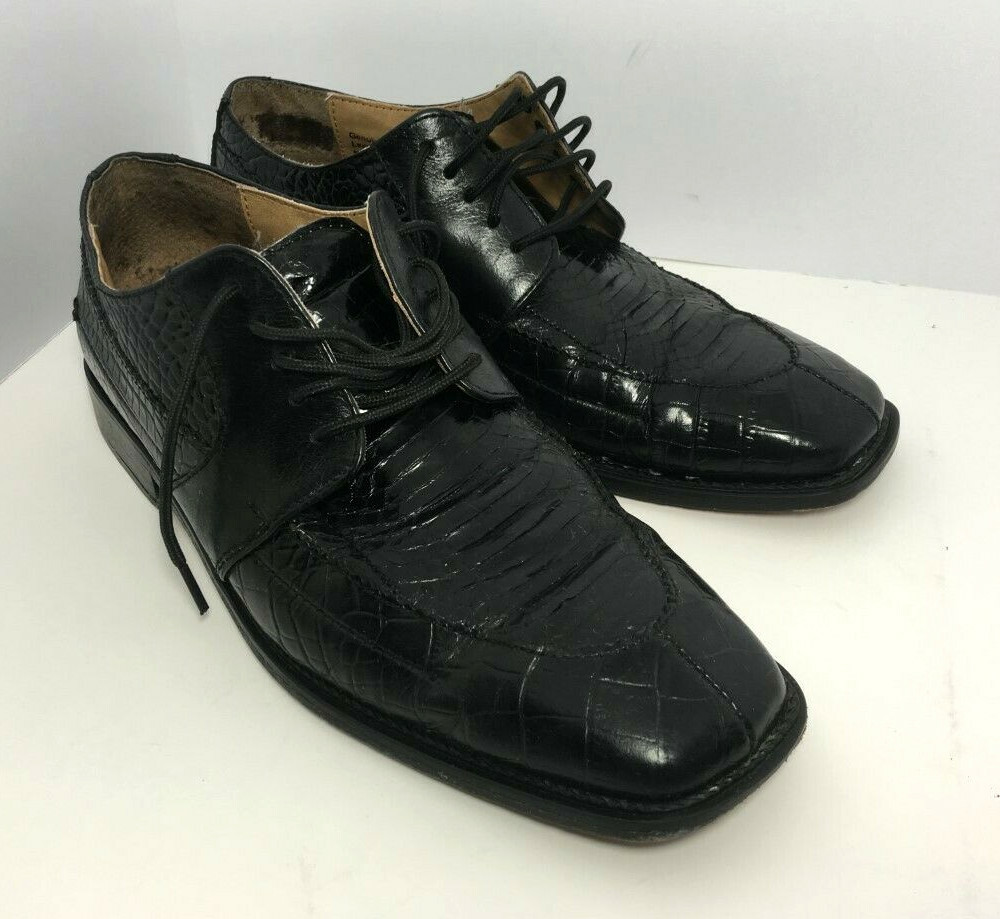 STACY ADAMS Genuine Snake Skin Leather Black Square Oxford  display picture 3
