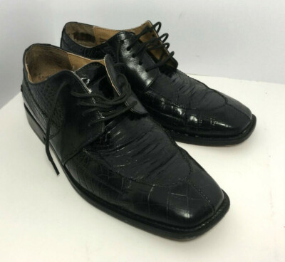 STACY ADAMS Genuine Snake Skin Leather Black Square Oxford Size 11.5 Stacy Adams Snake Skin Leather Square Toe Lace-Up Black  main image 3