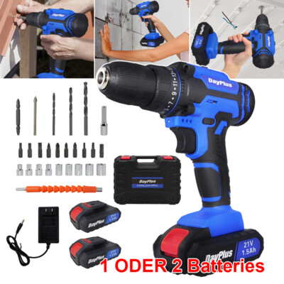 21V Akkuschrauber Bohrmaschine Bohrschrauber Schnurlos Licht Set / Batterie DE