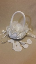 Flower Girls, Wedding Pillow Basket With White Flower Petals
