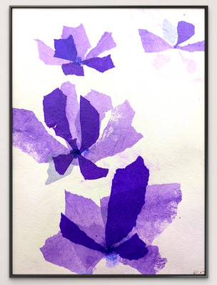 Original Art. Collage on 9x12 inch Art Paper. 'Violet Bloom'
