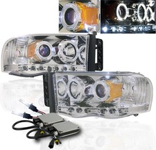 2002-2005 Ram 15002003-05 2500 3500 Chrome Projector Halo Led Headlights8k Hid