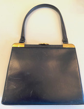 Vintage 1950s Goldpfeil modell Navy Leather handbag