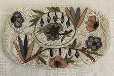 Vintage Made In Belgium Hand Beaded Floral Clutch Ivory Bridal Bag AS IS