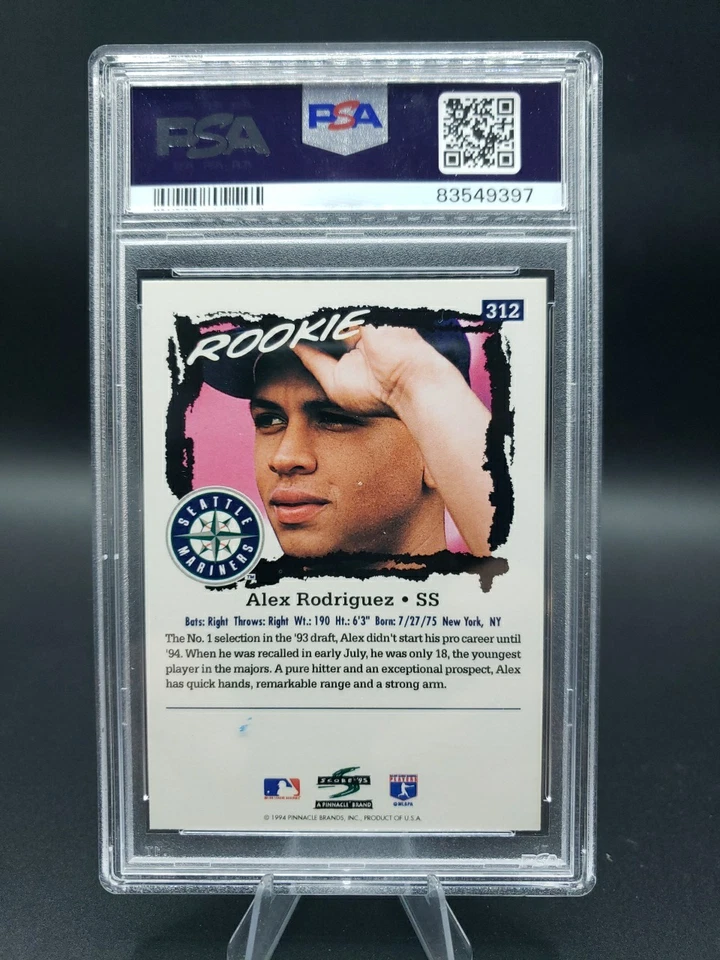 1995 Score - Rookie Alex Rodriguez #312 - Image 2 of 2