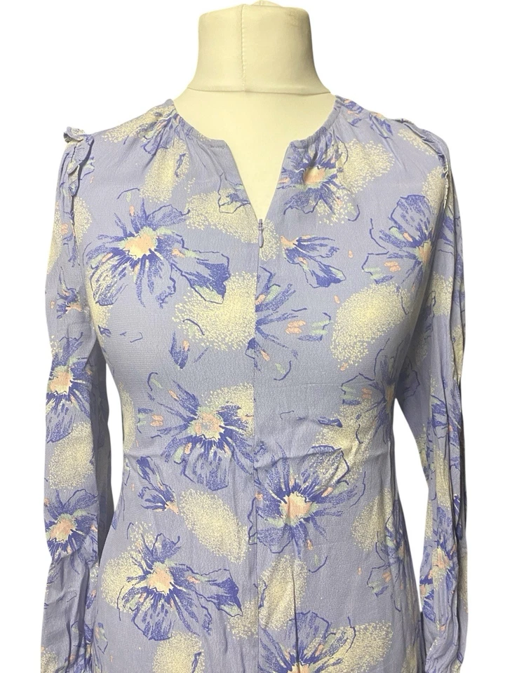 Noa Noa Women Dress Size 32 UK 8 10 Purple Floral Shift 3/4 Sleeve Summer Autumn — 第 3/4 张图片