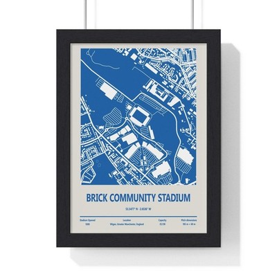 Brick Community Stadium Wigan Fußballstadion Karte Poster Wandbild Druck Geschenk