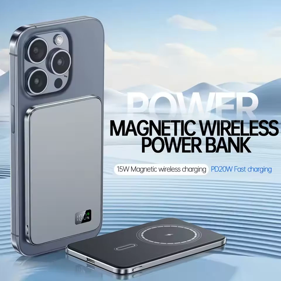 Ultra Thin MagSafe Power Bank Magnetic Wireless Fast Charging LED Battery - Image 2 of 4