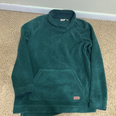 L.L Bean Women Size M Teal Pullover Mock Turtleneck Fleece outside
