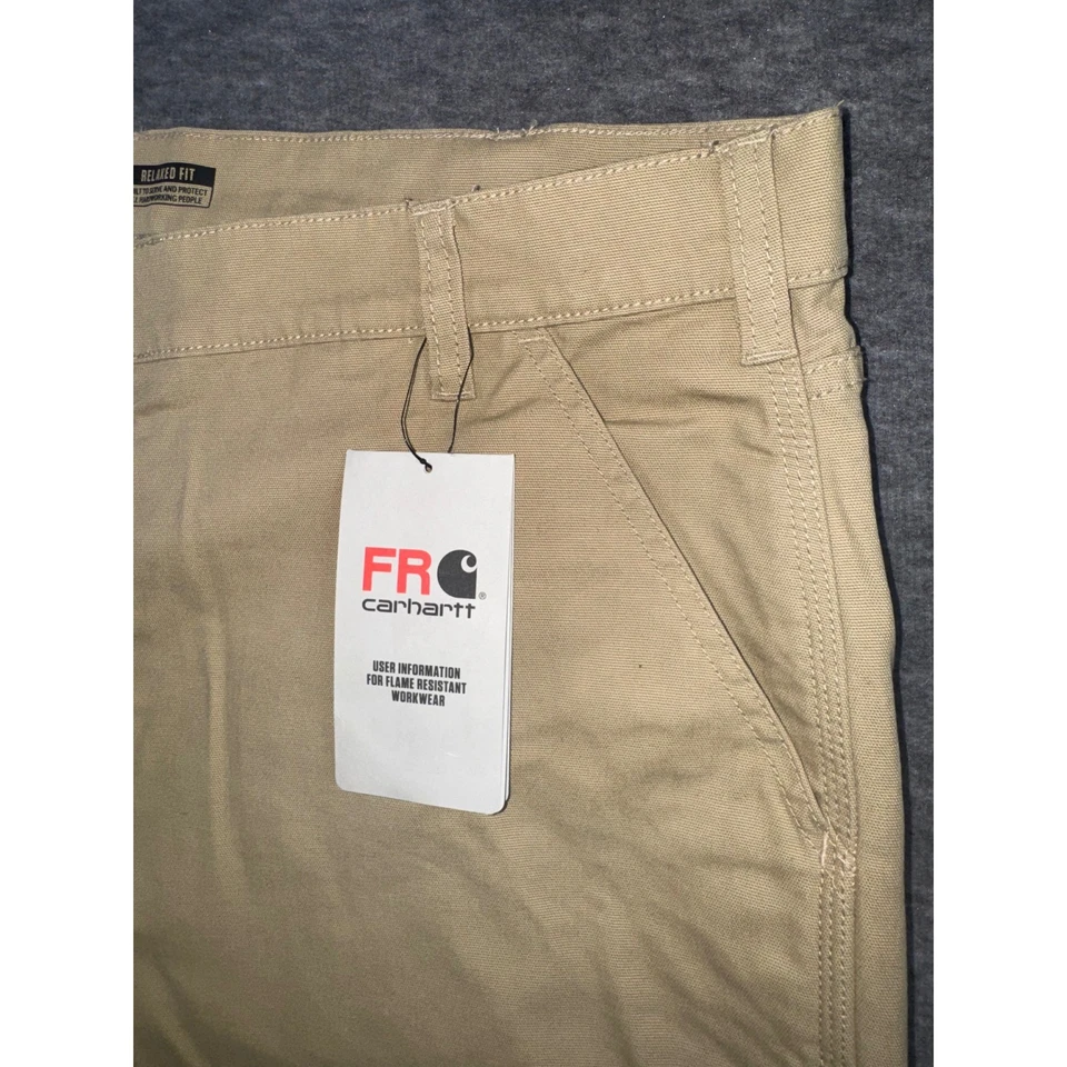 Carhartt FR Flame Resistant Relaxed Fit Canvas Work Pants Khaki Mens 42x36 NEW - Image 2 of 4