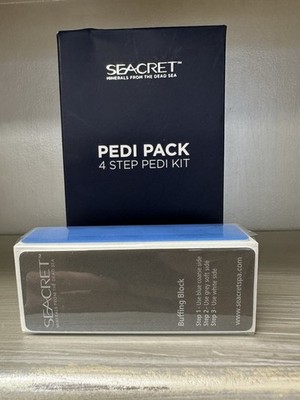 Seacret Pedicure Kit w/ Buff Block, Salt Scrub, Salt & Oil Scrub, Mud Mask, Cr