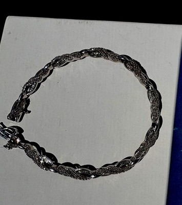 JARED S Sterling Silver 1/8 Ct. W. Diamond Infinity Bracelet 7 