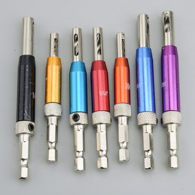 7pcs Self Centering Door Lock Cabinet Hinge Drill Bits Set Pilot Hole Saw Tool