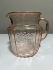 Anchor Hocking Mayfair Open Rose Pitcher Pink Depression Glass Vintage 32 oz 6”H