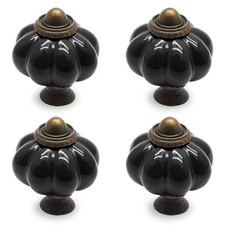 4pcs Black Vintage Ceramic Cabinet Knobs, Dresser Drawer Door Pulls with Moun...