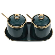 Sugar Bowls with Lid Tray Spoons Seasoning Boxes Salt Containers Set