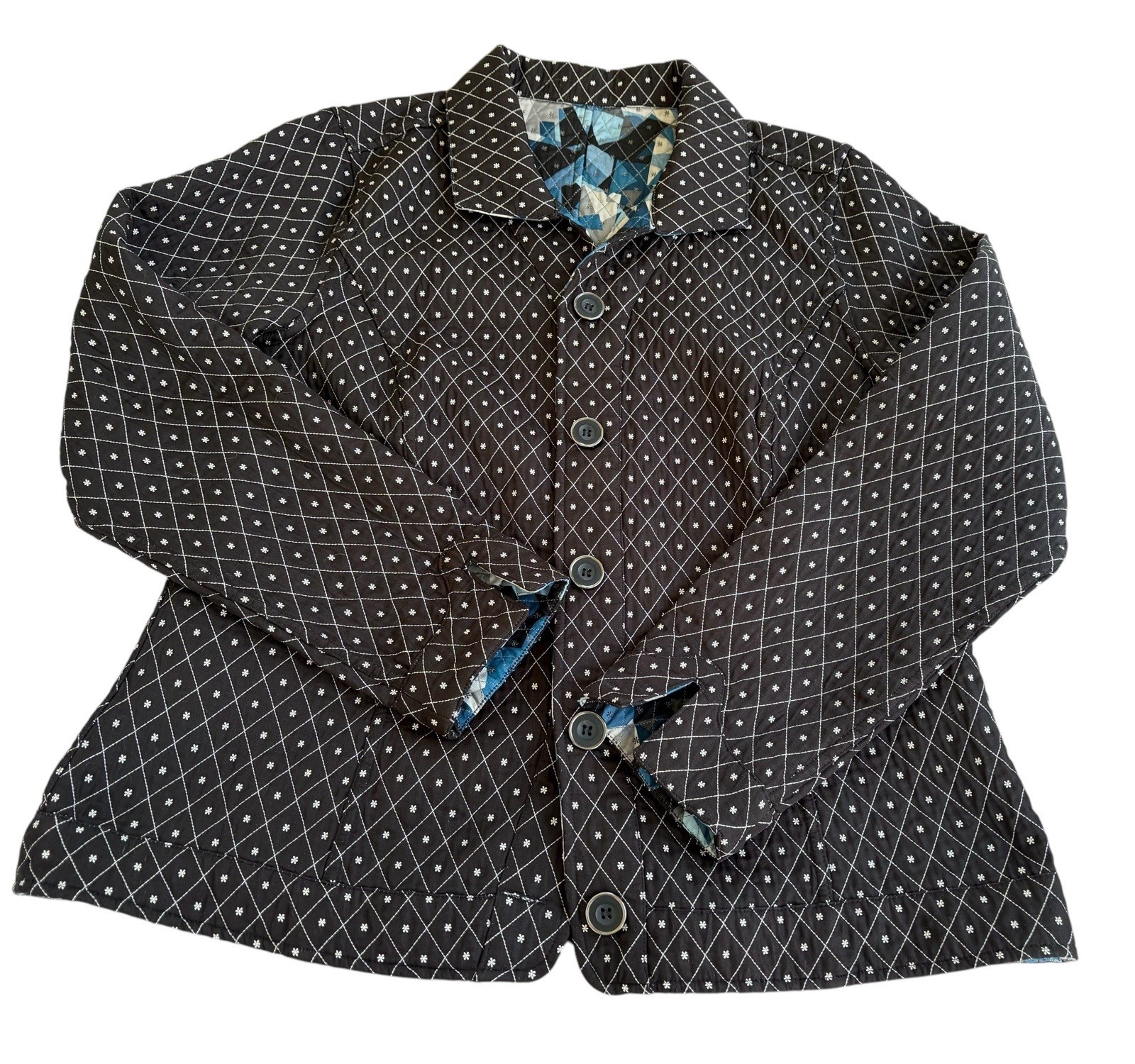 Handmade Reversible Quilted Button Jacket Size Lg… - image 7