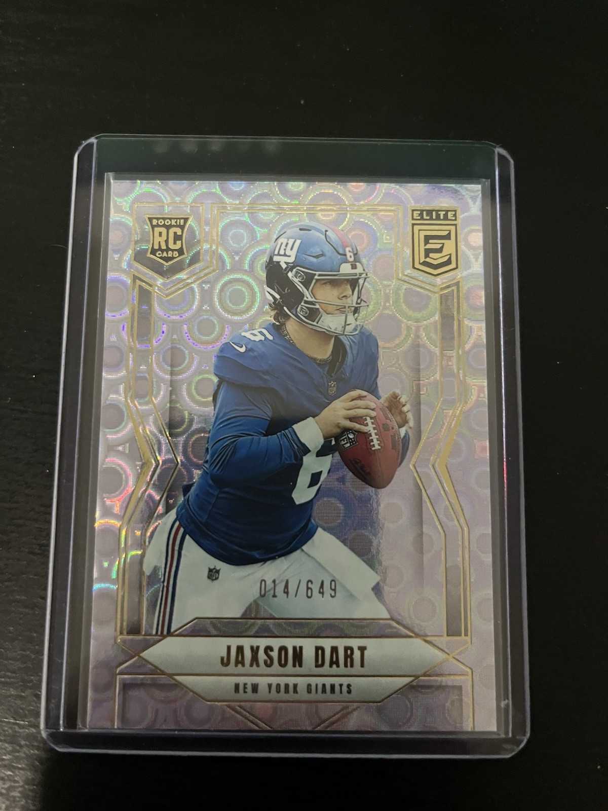 2025 Panini Donruss Elite - Rookies Jaxson Dart #103 Lavender Pyramids /649 (RC)