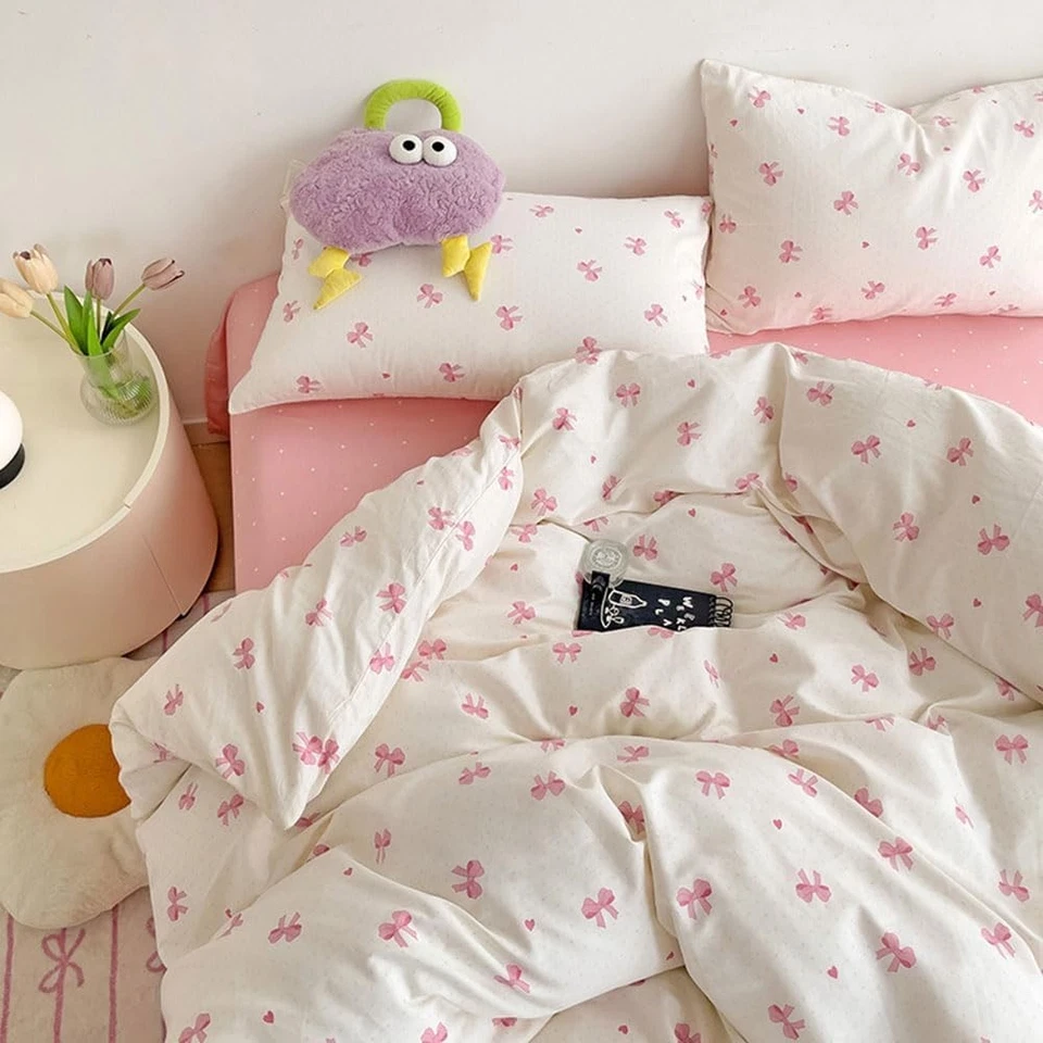 Funda nórdica Nayoroom rosa con lazo tamaño doble doble (sin edredón), corazón  Foto 2 de 4