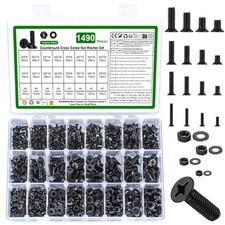 1490 Pcs M2 M3 M4 M5 Screws Set, Countersunk Bolts and Nuts Set,Flat Head Screws