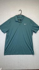 Nike Polo Shirt Mens Large Teal Green Dri-FIT Golf Performance Swoosh Athletic