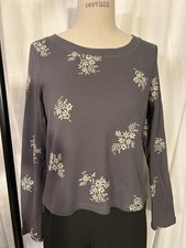 Cleo and Wolf Large Calvin Floral Embroidered  Long Sleeve Pullover ThermalShirt