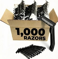 1,000 Pack Black Disposable Razors - No lube Strip