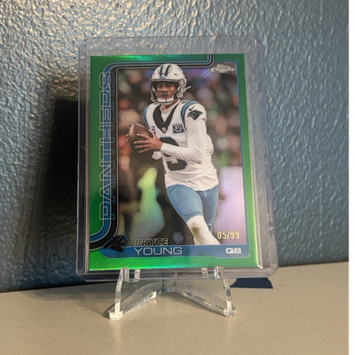 2025 Topps Chrome Bryce Young Panthers Green Parallel Serial #05/99 Card