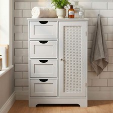 Meuble de salle de bain Blanc 80cm Armoire salle de bain Étagère Tiroirs Porte