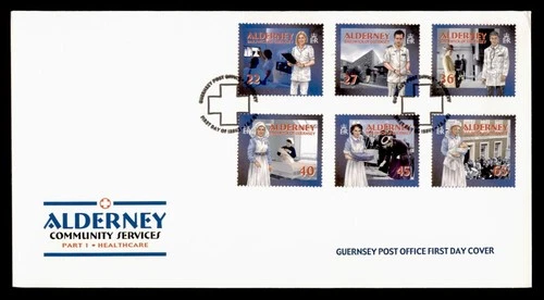 DR WHO 2001 ALDERNEY GUERNSEY FDC COMMUNITY SERIVCES HEALTHCARE COMBO w29682