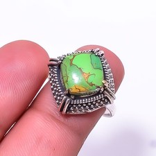 Copper Green Turquoise 925 Sterling Silver Ring s.8.5 R15, Christmas Gift