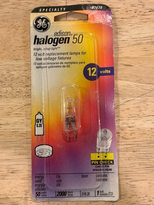 #ad GE 97670 Halogen Replacement Bulb Low Voltage 50 Watt 12 Volts GY6.35 Bi Pin $7.95