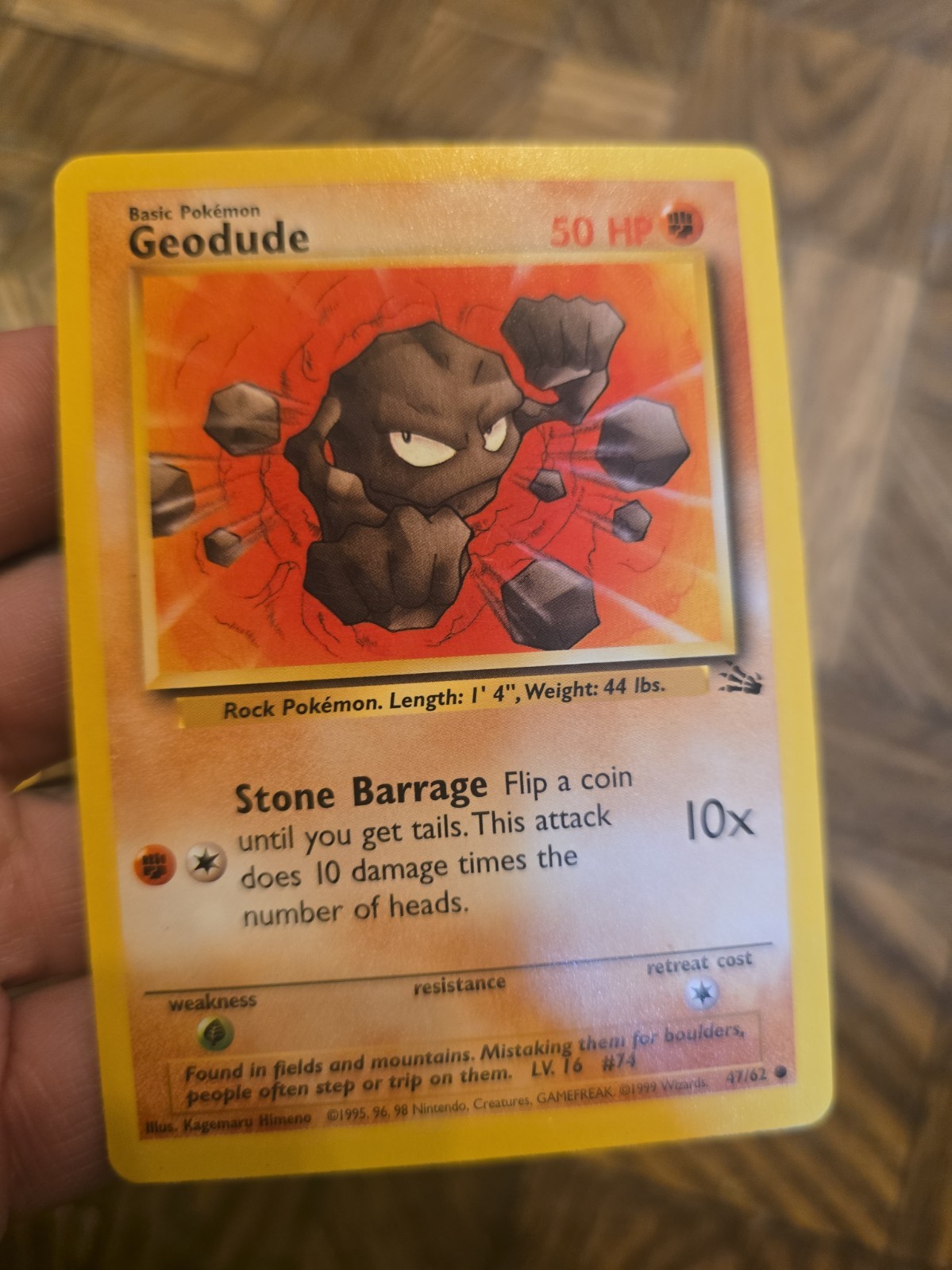 Geodude 47/62 - 1999 1st edition Pokemon Card 
