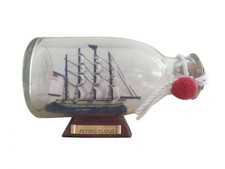 Hampton Nautical Flying Cloud Ship in a Glass Bottle, 5" , Brown