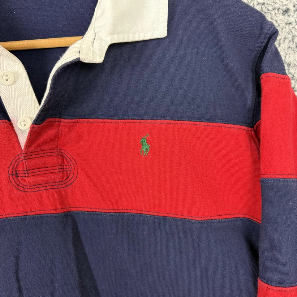 Polo Ralph Lauren Rugby Shirt Youth XL Navy Red Striped Long Sleeve Pony Logo - Image 4 of 4