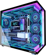 MUSETEX Y6 PC Case Pre Installed 7 Infinity Mirror PWM ARGB Fans ATX Black