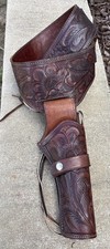 Right Hand, .45 Colt Hand Tooled, Hand Stitched 6 Gun Holster belt Mexico