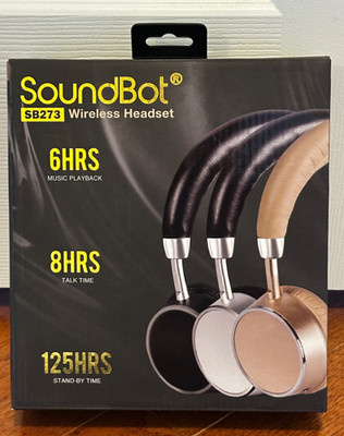   SoundBot SB273 Wireless Bluetooth Headphones Over-Ear Headset   Black NIB