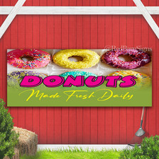 Donuts Made Fresh Daily Indoor Outdoor Banner Sign with grommets