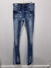 VALABASAS Men  s 28 Stacked Two Tone Button Fly flare jeans