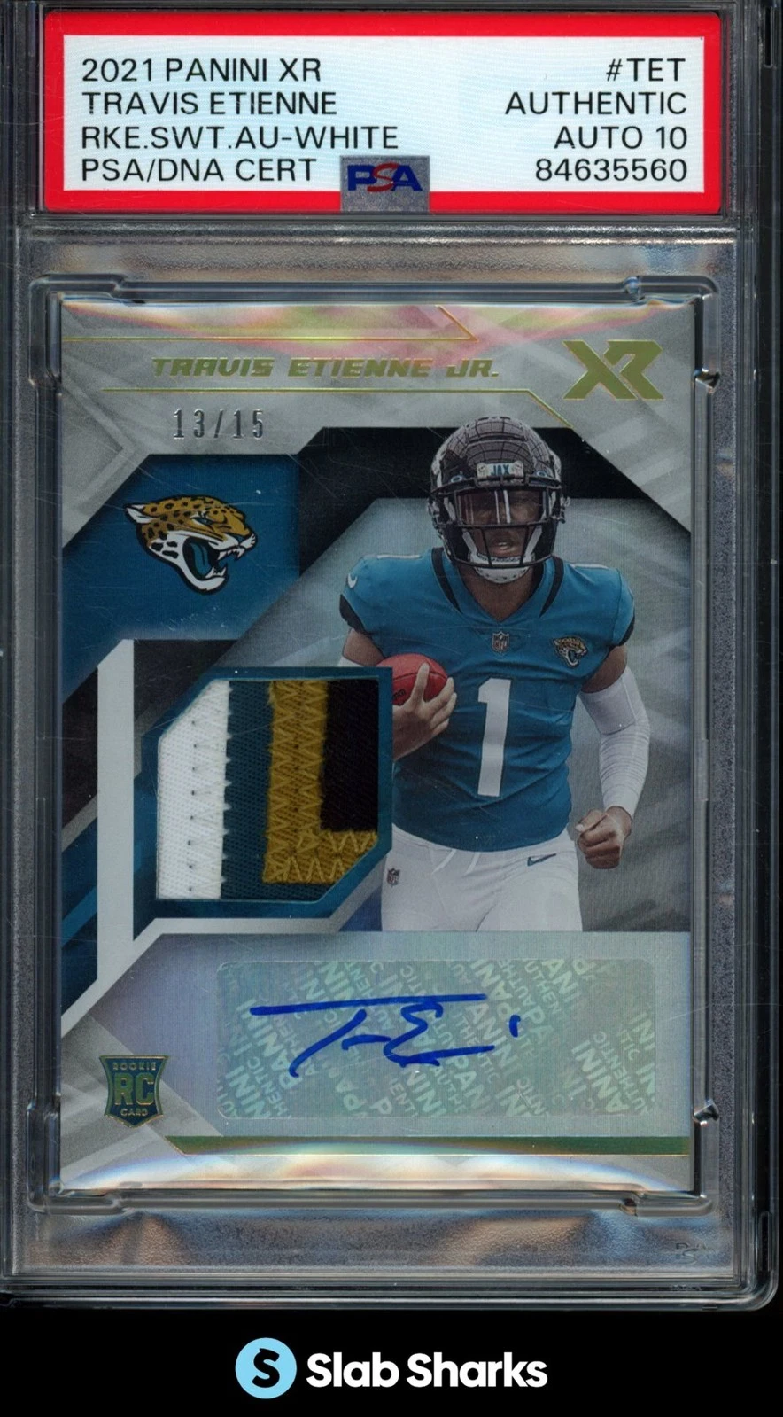 Travis Etienne Panini XR Rookie Swatch Autographs #TET White