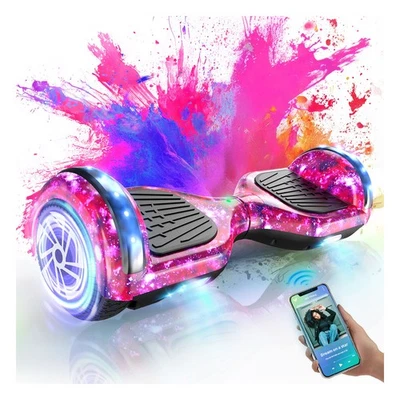 🎁 SISIGAD 6.5 Zoll Hoverboard mit Bluetooth LED-Leuchten Doppelmotor Lila 🎁