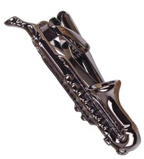 Bassin and Brown Mens Saxophone Tie Bar - Gunmetal Black