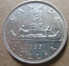 1935 Canada Silver One Dollar Coin. A. UNC NICE GRADE $1 (D412)