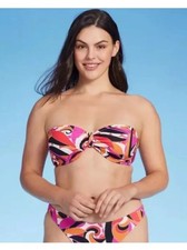 Shade  Shore Women's Bikini Top Bandeau Knot Front Adjustable Strap 36B Flaw